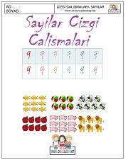 okul öncesi 1 sayısı çizgi çalışması
